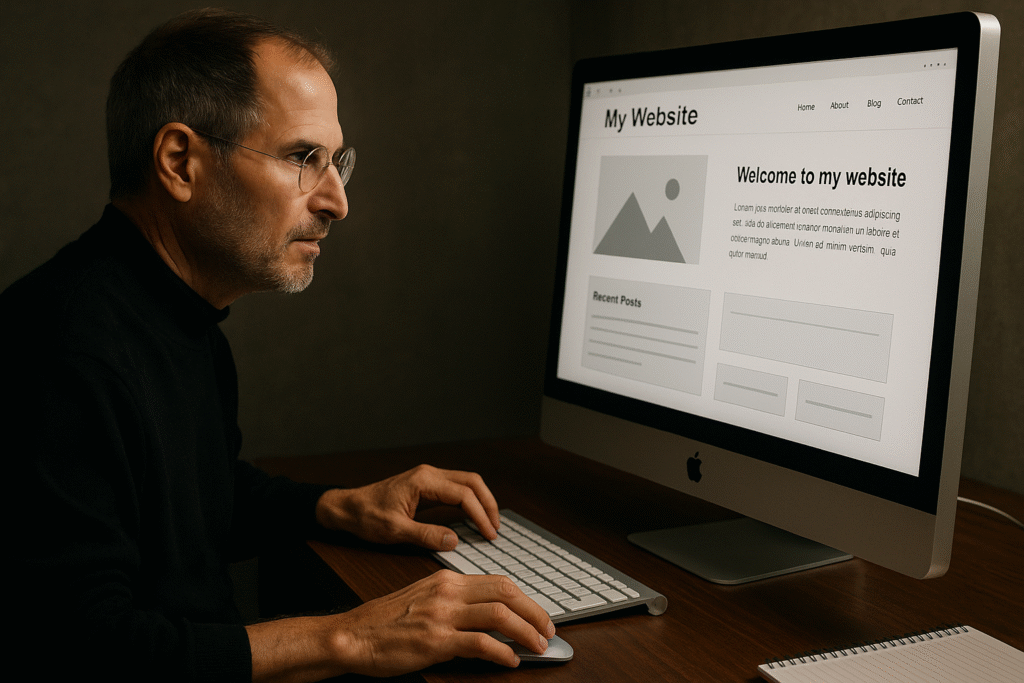 steve jobs criando um site em um MAC